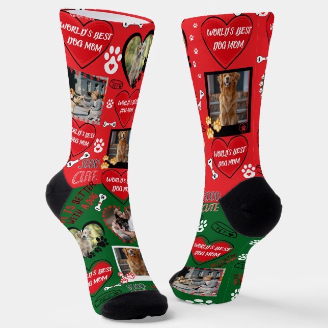Custom Dog Face Socks, Personalised Dog Photo Socks (Angled)
