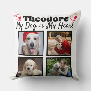Custom dog four photo collage  cushion