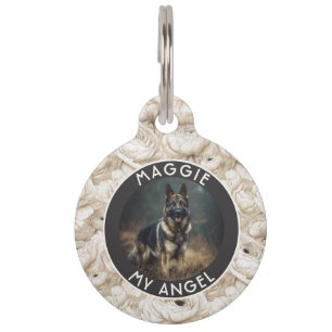 Custom Dog Gift Ranunculus Pattern Pet Tag