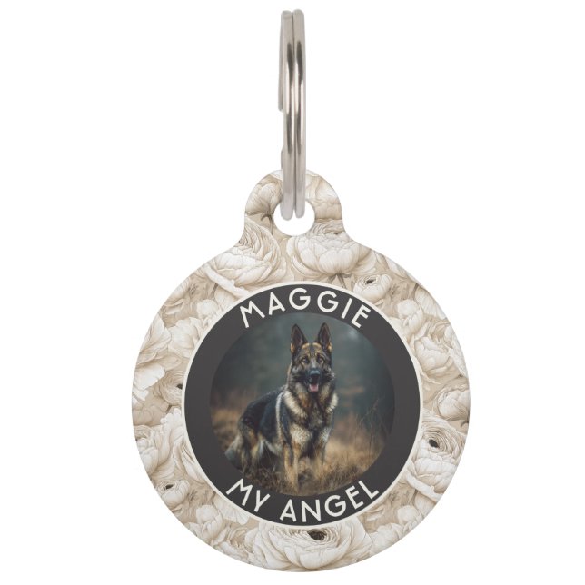 Custom Dog Gift Ranunculus Pattern Pet Tag (Front)