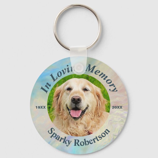 Custom Dog Memorial Opal Colored Key Ring (Front)