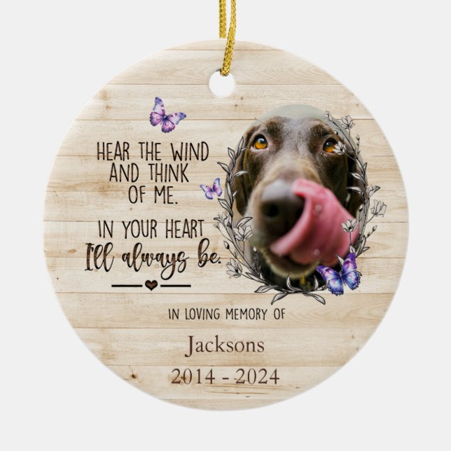 Custom Dog Memorial Ornament with Photo (Front)