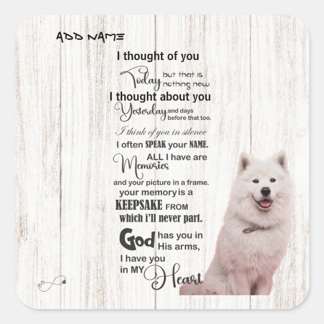 Custom Dog Memorial Passing     Square Sticker (Front)