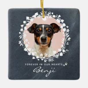 Custom Dog Memorial Pet Loss Keepsake Photo Wreath Ceramic Ornament