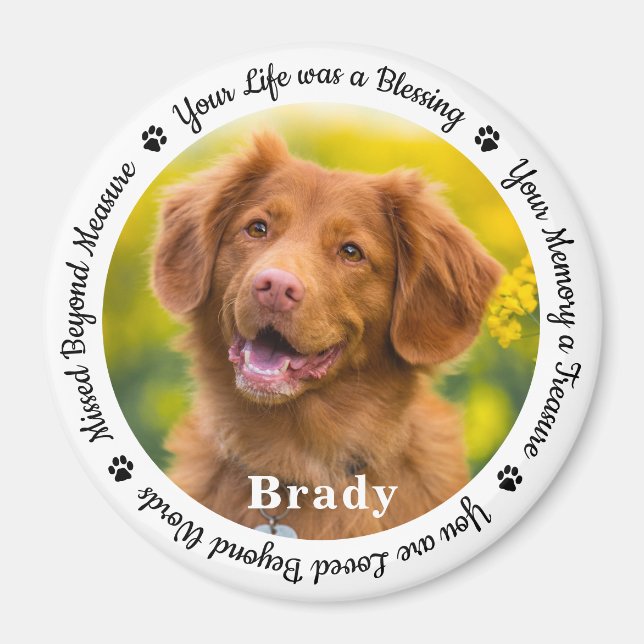 Custom Dog Memorial Photo Fridge Magnet (Front)
