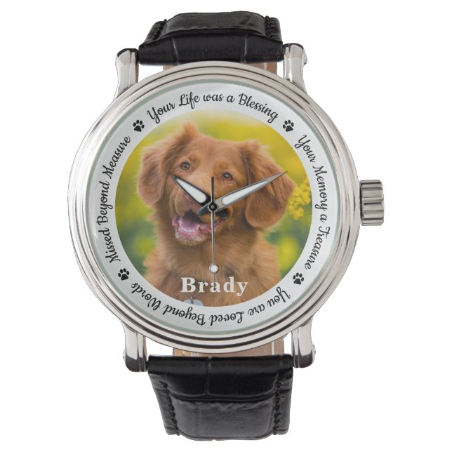Custom Dog Memorial Remembrance Pet Photo Watch (Front)