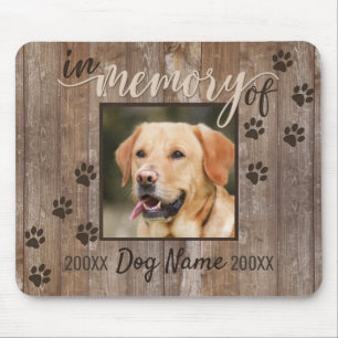 Custom Dog Memorial Rustic Wood Look Keepsake Mouse Mat