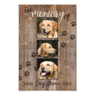 Custom Dog Memorial Rustic Wood Look Keepsake Photo Print