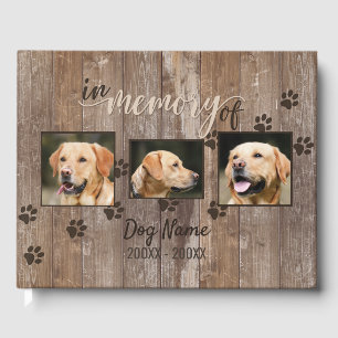 Custom Dog Memorial Rustic Wood Look Remembrance Guest Book