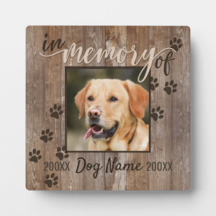 Custom Dog Memorial Rustic Wood Look Square Plaque