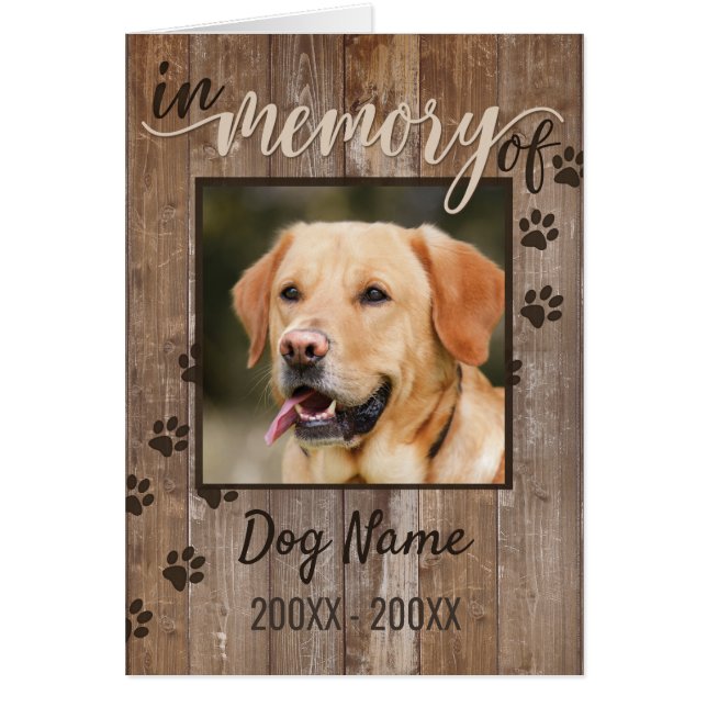 Custom Dog Memorial Rustic Wood Look Sympathy (Front)
