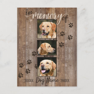 Custom Dog Memorial Rustic Wood Look Sympathy Postcard
