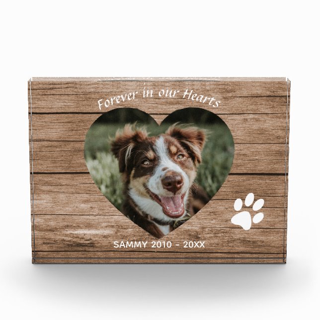 Custom Dog Memorial Rustic Wood & Photo (Front)