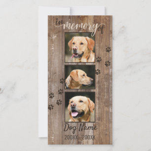 Custom Dog Memorial Rustic Wood Poem Sympathy Card