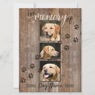 Custom Dog Memorial Rustic Wood Rainbow Card