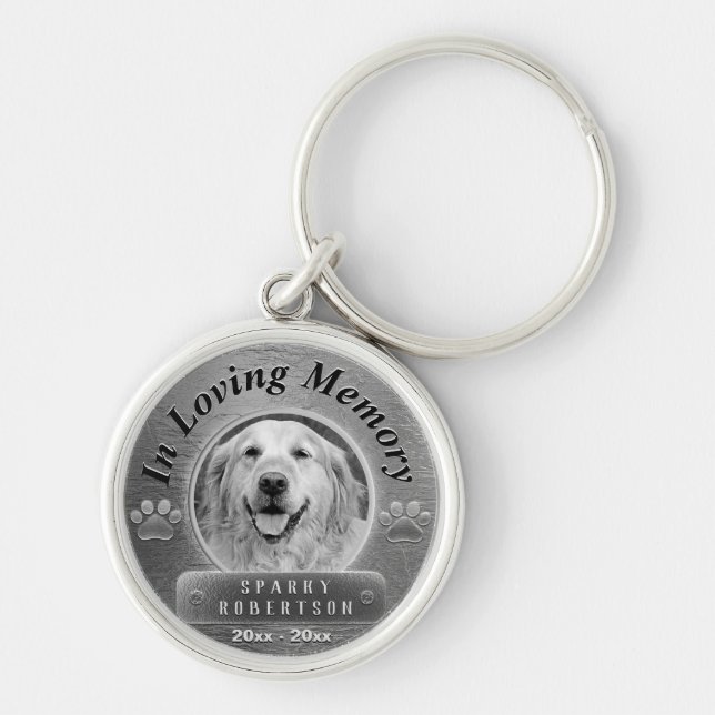 Custom Dog Memorial Silver Key Ring (Front)