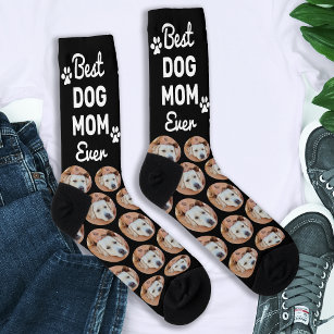 Custom DOG MOM Personalised Pattern Pet Photo Crew Socks
