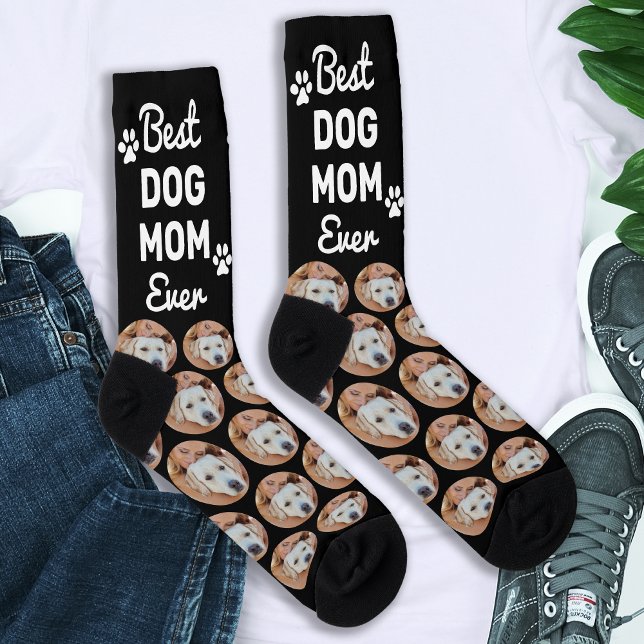Custom DOG MOM Personalised Pattern Pet Photo Crew Socks (Creator Uploaded)