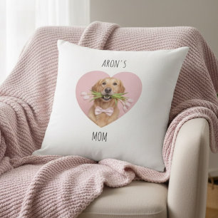 Custom Dog Mom Personalized Pet Photo Heart Cushion
