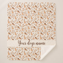 Custom Dog Name Cosy Fleece Blanket Corgi Pattern
