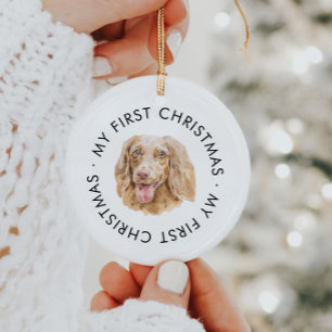 Custom Dog Name Dachshund My First Christmas Ceramic Tree Decoration