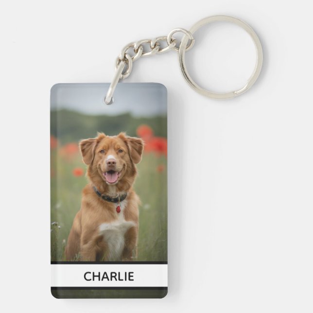Custom Dog Name Photo Keepsake Key Ring (Back)