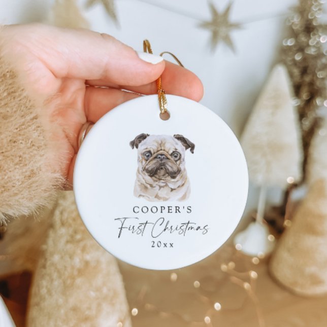 Custom Dog Name Pug Lover My First Christmas Ceramic Tree Decoration (Creator Uploaded)