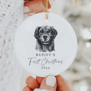 Custom Dog Name Retriever My First Christmas Ceramic Tree Decoration