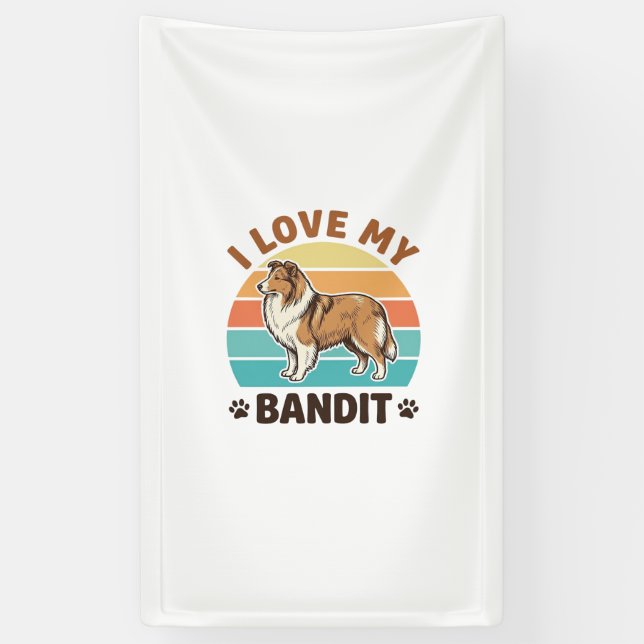 Custom Dog Name Retro Sunset Pet Lover Design_1 Banner (Vertical)