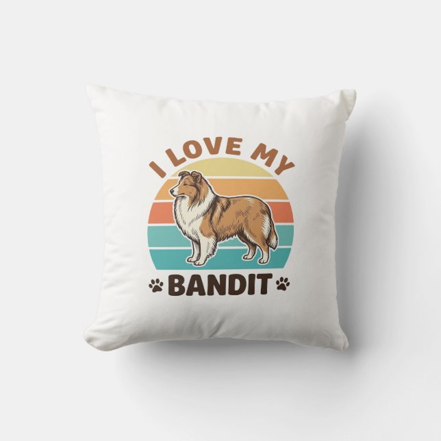 Custom Dog Name Retro Sunset Pet Lover Design_1 Cushion (Front)
