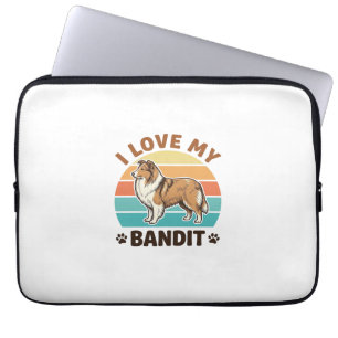 Custom Dog Name Retro Sunset Pet Lover Design_1 Laptop Sleeve