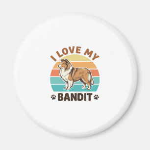 Custom Dog Name Retro Sunset Pet Lover Design_1 Magnet