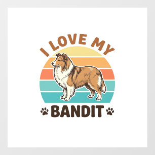 Custom Dog Name Retro Sunset Pet Lover Design_1 Window Cling