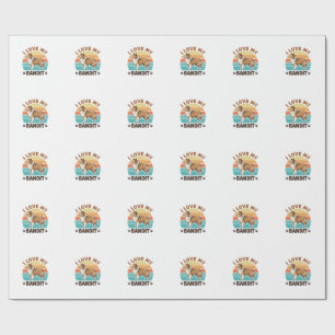 Custom Dog Name Retro Sunset Pet Lover Design_1 Wrapping Paper