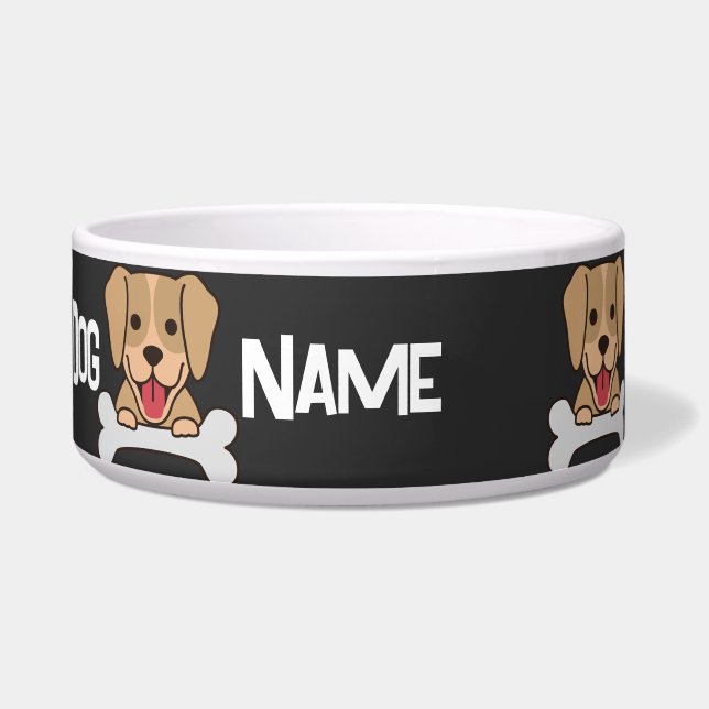 Custom Dog Name Text Puppy Dog with Bone image (Front)
