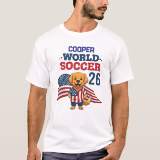 Custom Dog Name USA Soccer Fan 2026 Golden Retriev T-Shirt