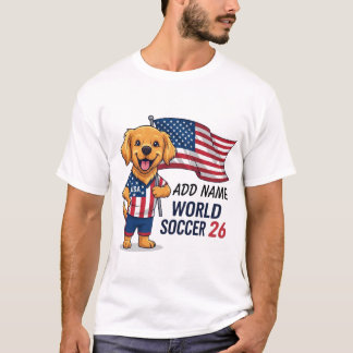 Custom Dog Name USA Soccer Fan 26 Golden Retriever T-Shirt