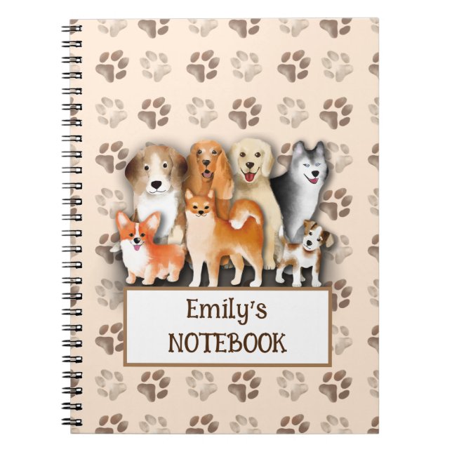 Custom Dog Notebook Design with Popular Breeds (Front)