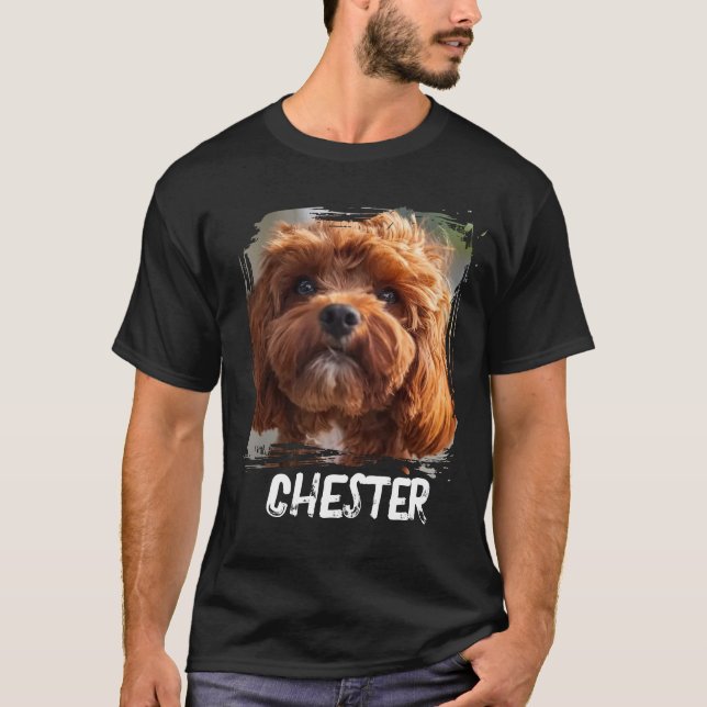Custom Dog or Cat Photo + Name for Pet Lovers T-Shirt (Front)