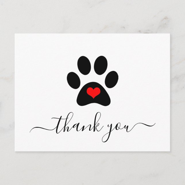 Custom Dog Paw Pet Business Thank You Cards (Front)