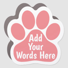 Custom Dog Paw Print Car Magnet - Blush Pink