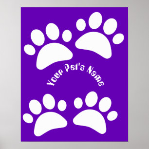 Custom Dog Paw Print Pattern Personalised Name Pos