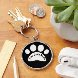 Custom Dog Paw Print Personalised Name Keychain