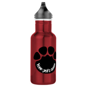 Custom Dog Paw Print Personalised Name Red Water B 532 Ml Water Bottle