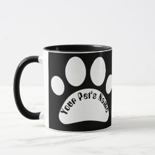 Custom Dog Paw Print Personalised Name Two-Tone Mu Mug