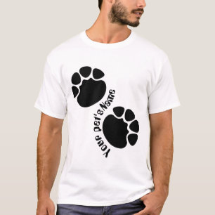 Custom Dog Paw Print Personalised Name White T-Shi T-Shirt