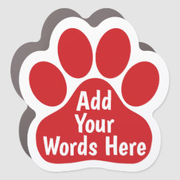 Custom Dog Paw Print - Red  Car Magnet