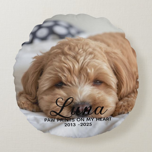 Custom Dog Pet Memorial Round Cushion (Front)
