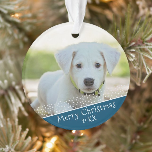 Custom Dog Pet Photo Christmas Holiday Keepsake Ornament (Tree)
