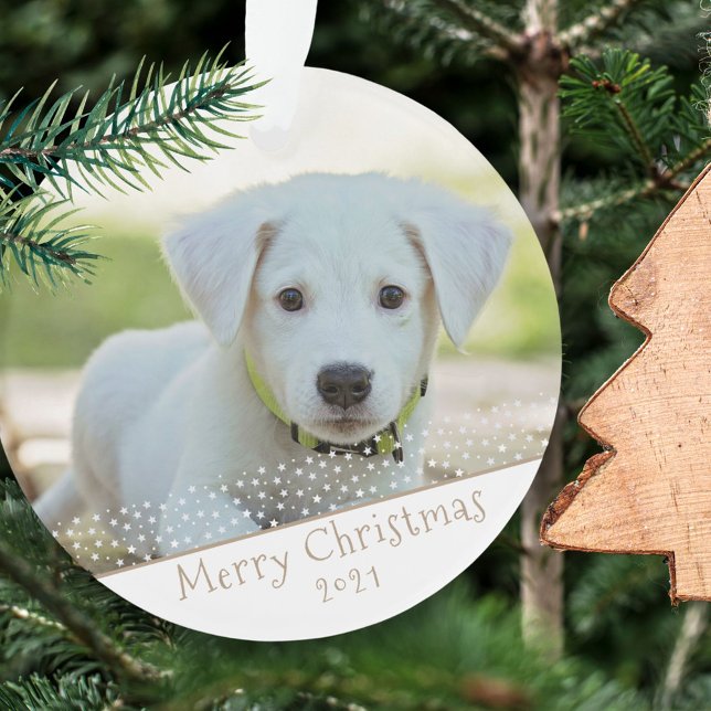 Custom Dog Pet Photo Christmas Holiday Keepsake Ornament (Creator Uploaded)